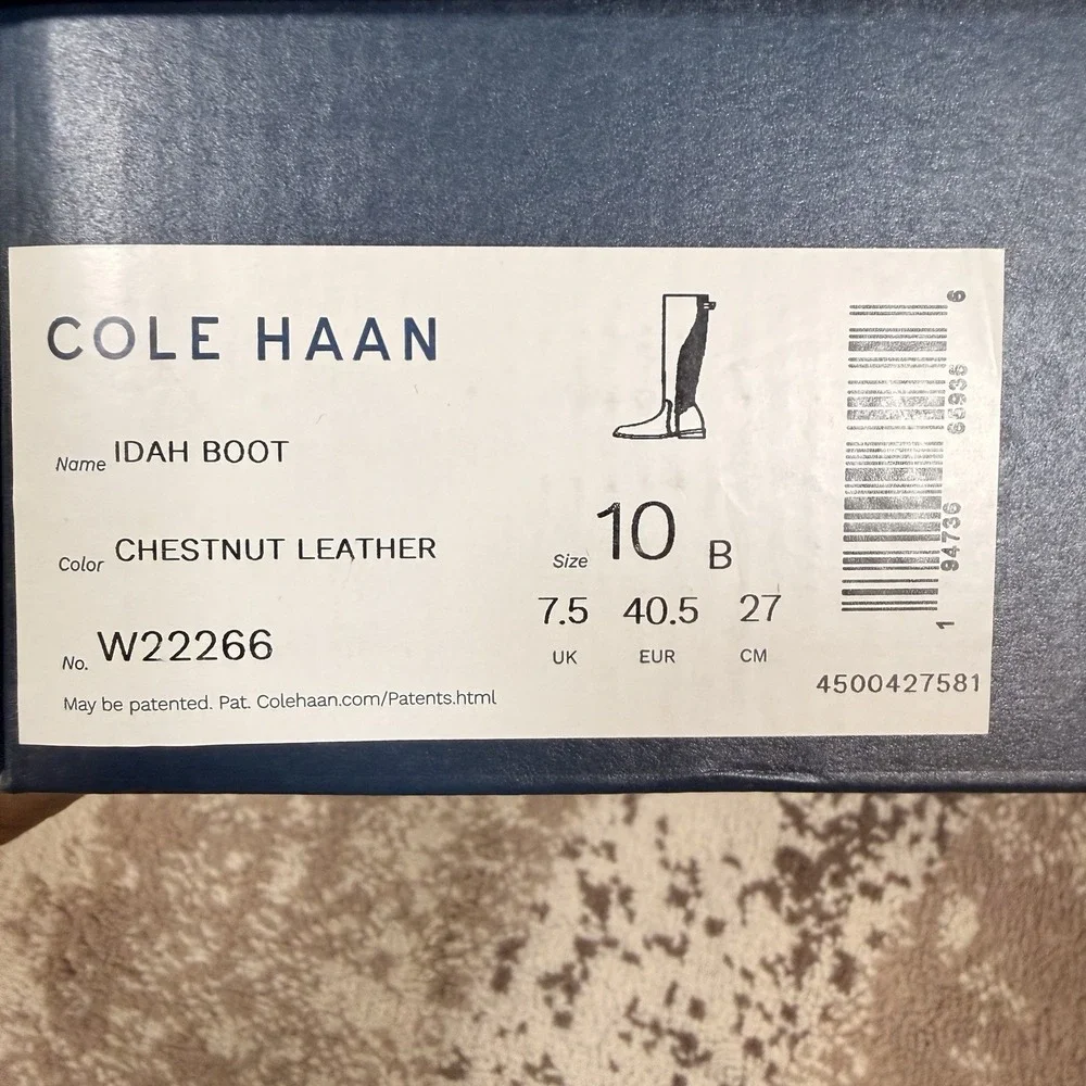 Cole Haan Women's Idah Equestrian Knee High Boot Brown Chestnut‎ Leather Size 10